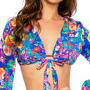 WATER BLOSSOMS - Tie Front Crop Top