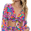 WATER BLOSSOMS - Tie Front Crop Top