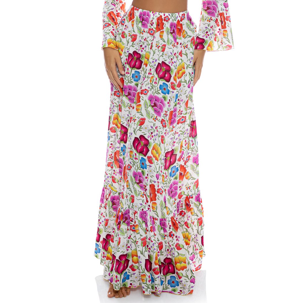 AMOR Y PLAYA - Ruffle Hem Maxi Skirt