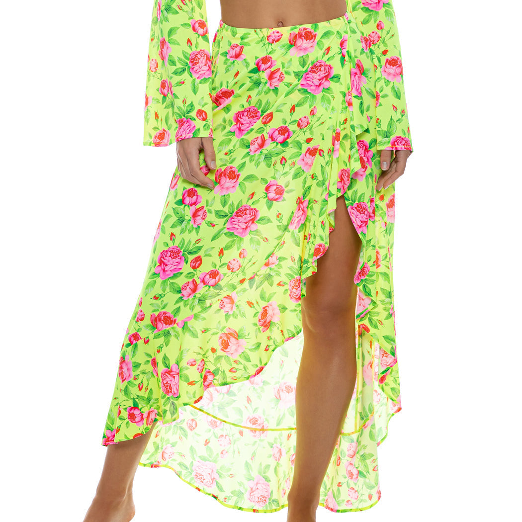 TI AMO - Ruffle High Lo Slit Skirt