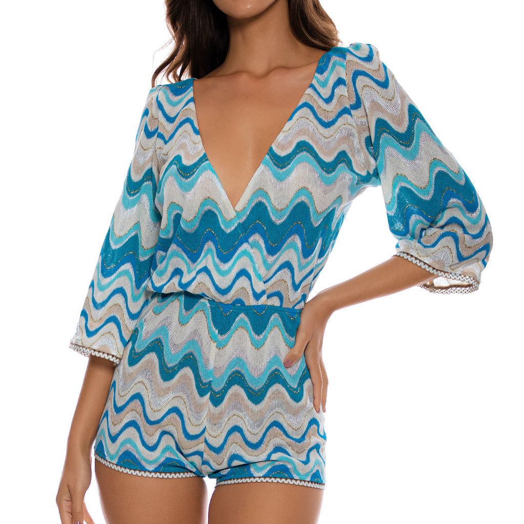 SKY WAVES - V Neck Romper