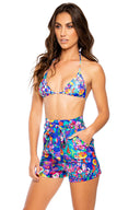 WATER BLOSSOMS - Tie Waist Bermuda Shorts