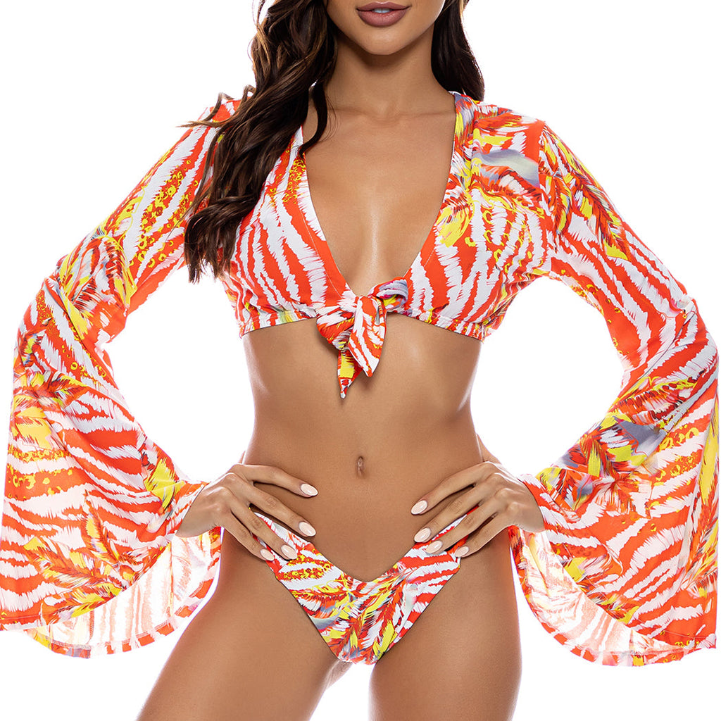 LOVE ME WILD - Bell Sleeve Crop Top