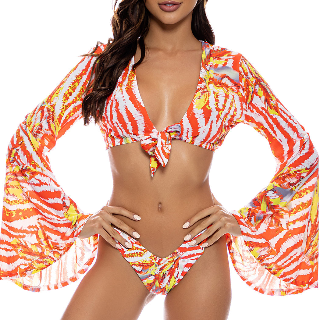 LOVE ME WILD - Bell Sleeve Crop Top