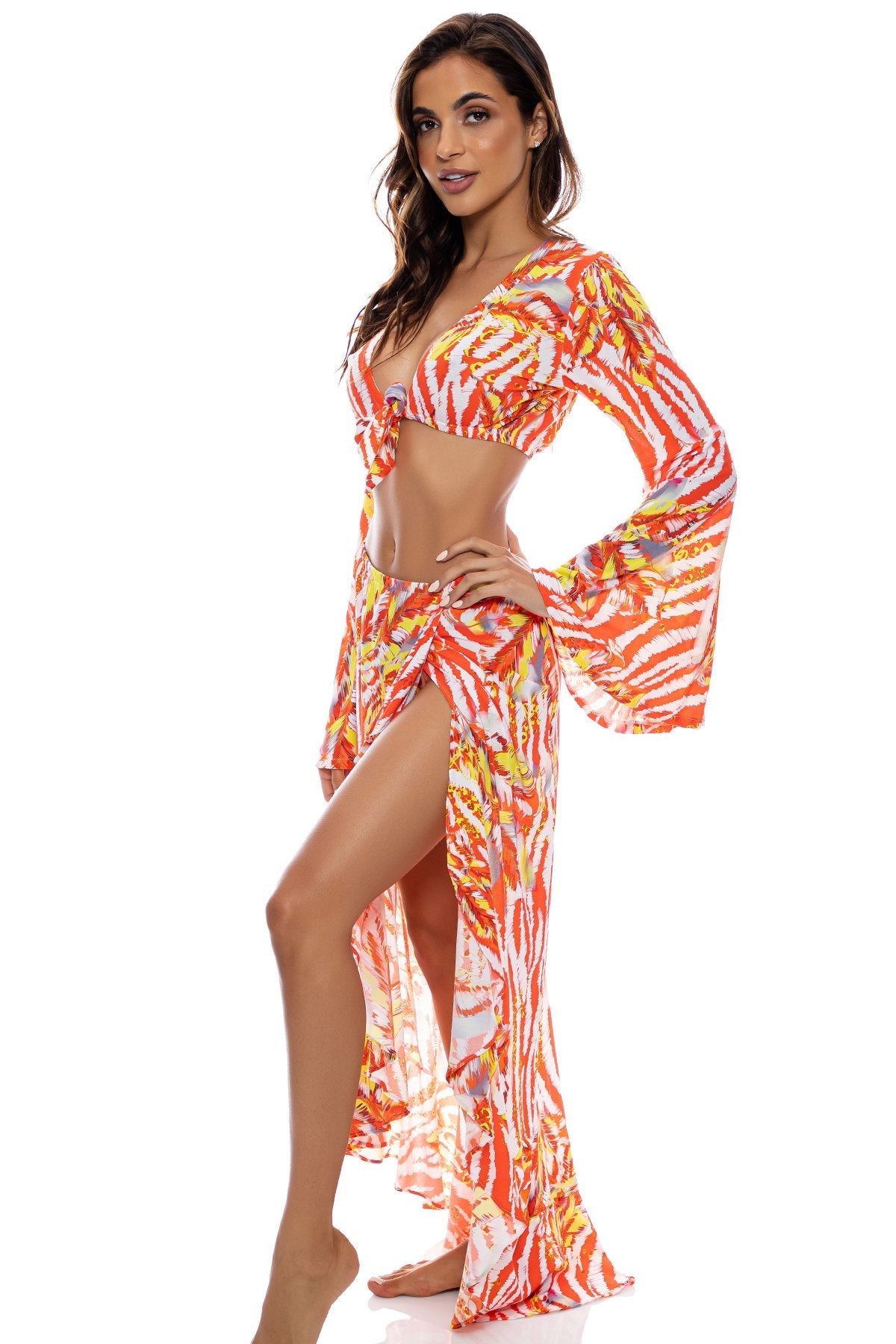 LOVE ME WILD - Ruffle High Lo Slit Skirt