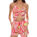 LOVE ME WILD - Front Twist Halter Short Romper