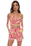 LOVE ME WILD - Front Twist Halter Short Romper