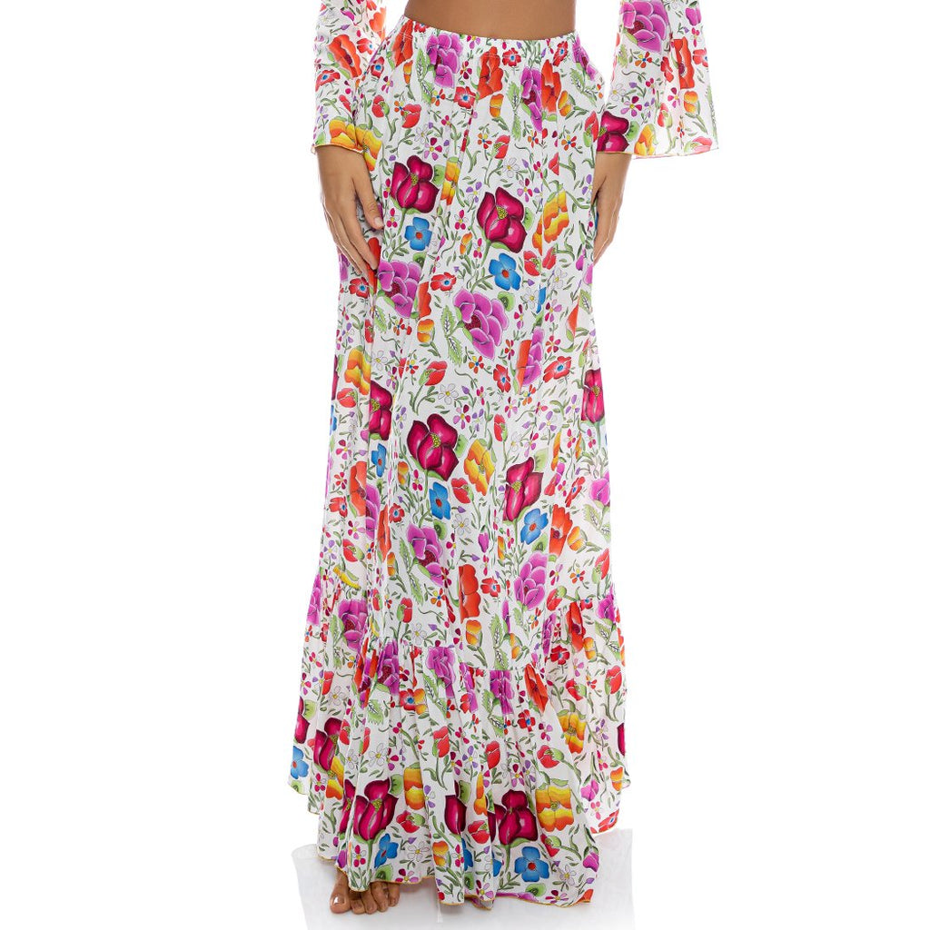 AMOR Y PLAYA - Ruffle Hem Maxi Skirt