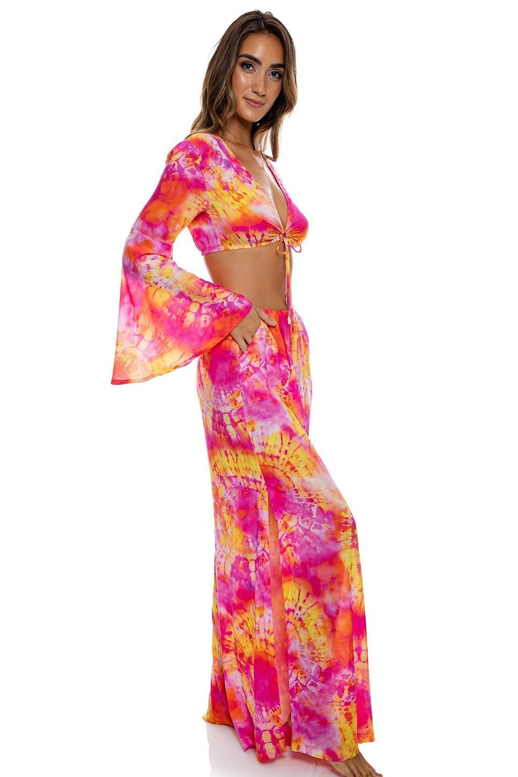 RETRO DREAM - Open Sides Wide Leg Pant