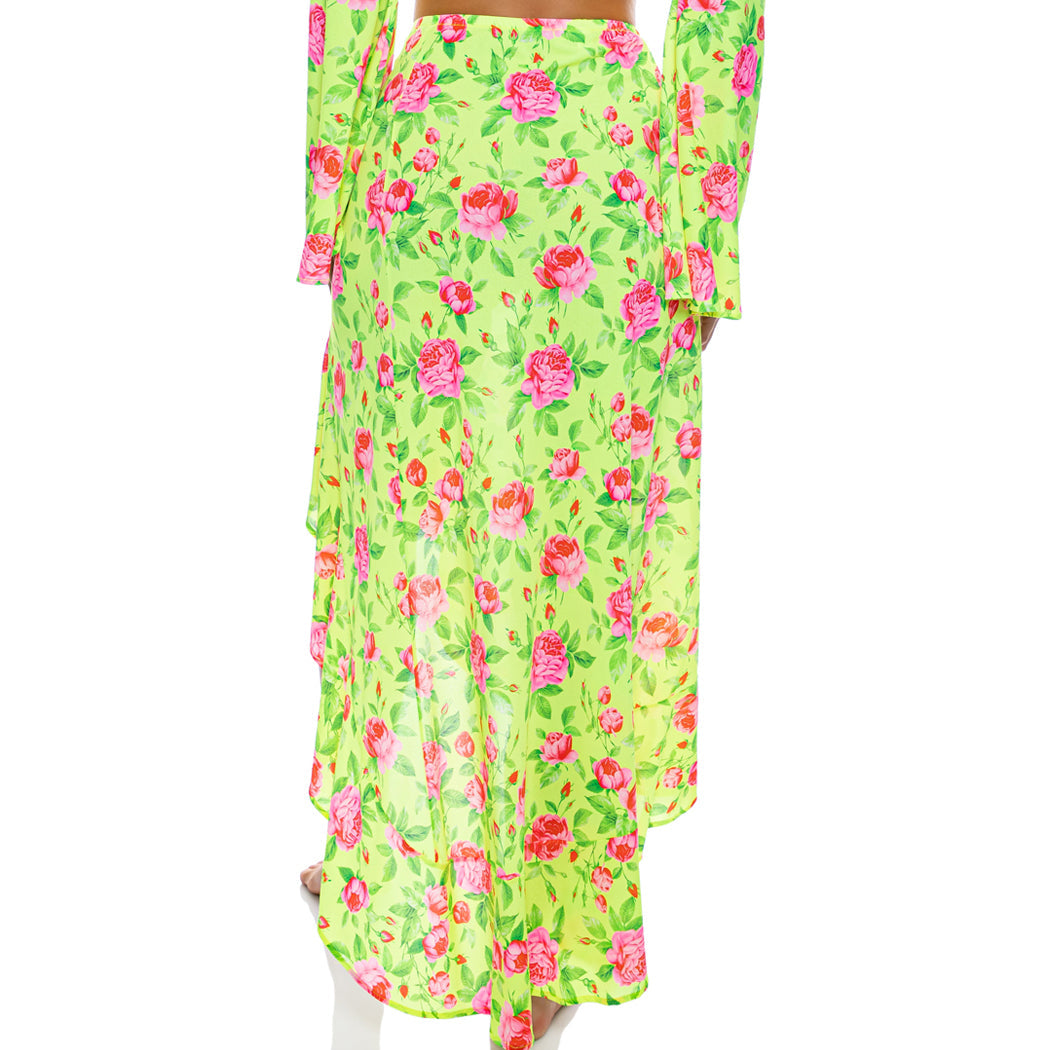 TI AMO - Ruffle High Lo Slit Skirt