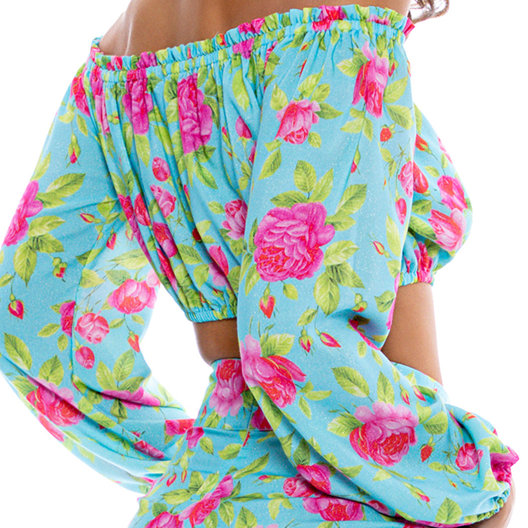 TI AMO - Ruffle Laced Up Open Shoulders Crop Top