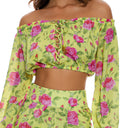 TI AMO - Ruffle Laced Up Open Shoulders Crop Top