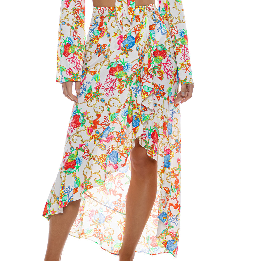 IL MARE - Ruffle High Lo Slit Skirt