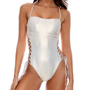 GOLDEN LULI - Square Neck Laced Up One Piece