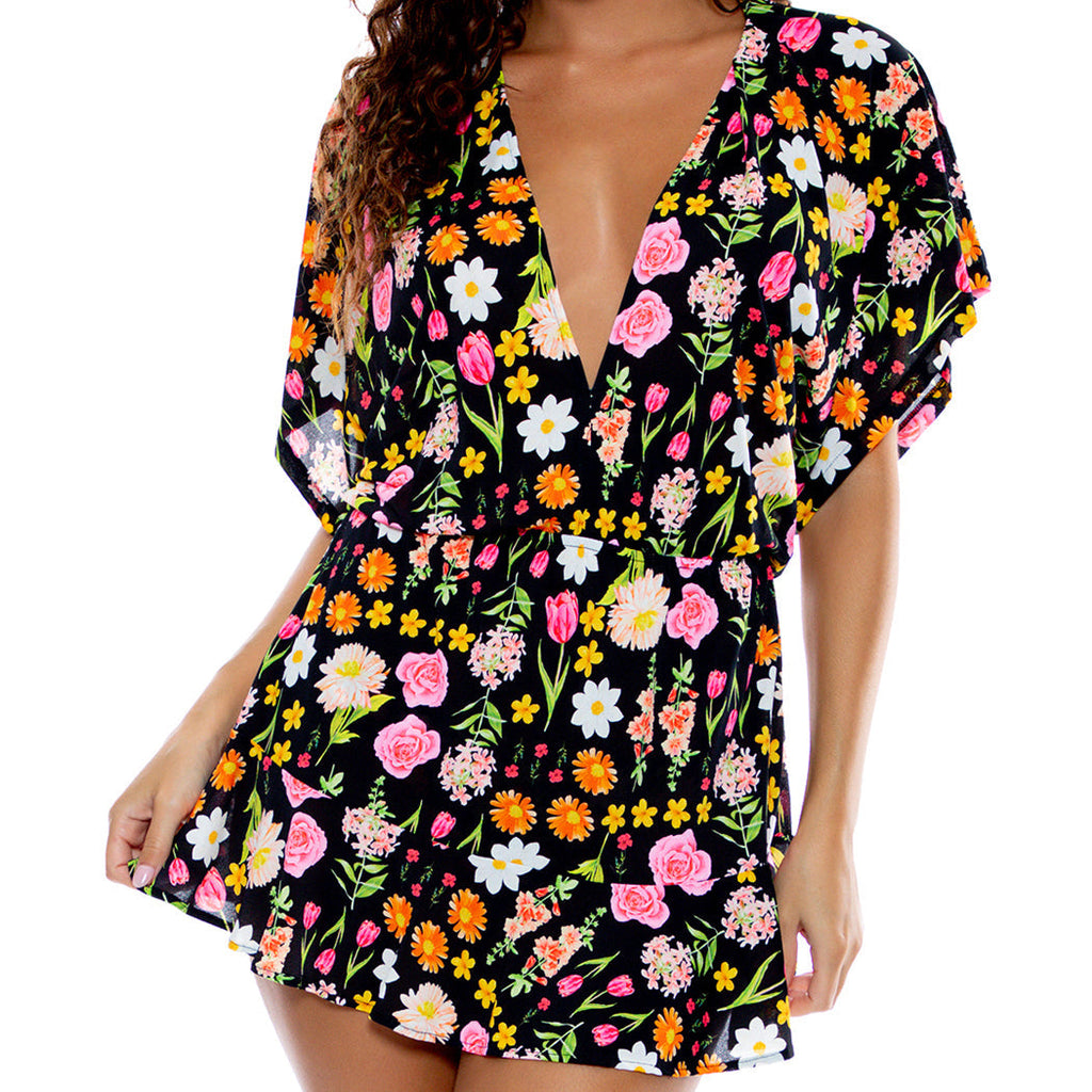 LULI'S SECRET GARDEN - Playera V Neck Ruffle Dress